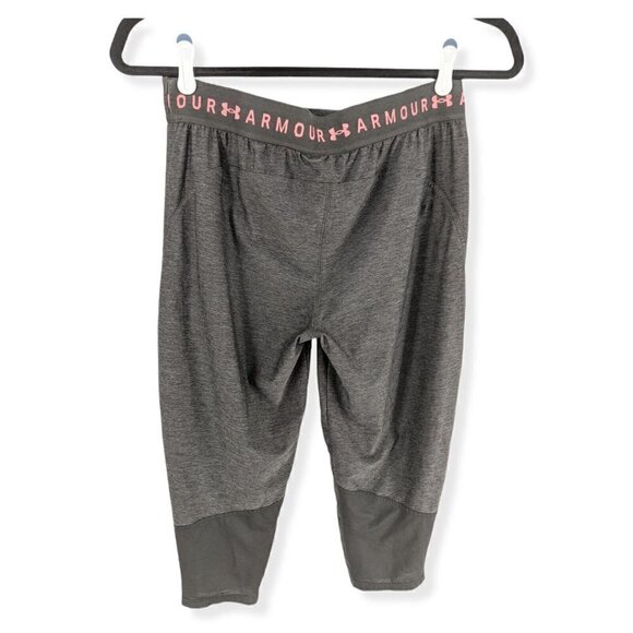 Under Armour UA Active Wear Cropped Pants Womens Large Gray Lightweight Stretch - Picture 2 of 7
